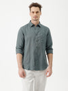 Crocodile Men's Pure Linen Solid Comfort Fit Shirt with Full Sleeve