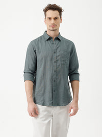 Crocodile Men's Pure Linen Solid Comfort Fit Shirt with Full Sleeve