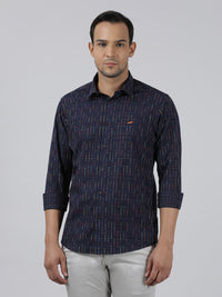 Printed Navy Full Sleeve 100% Cotton Casual Shirt
