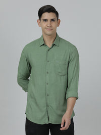 Dark Green Solid Full Sleeve Shirt