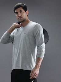 Grey Melange Solid T-Shirt