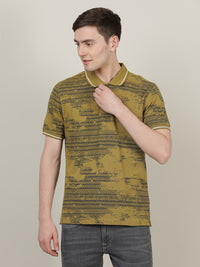 Light Green Printed Casual Polo T-Shirt