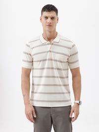 Regal Bar Stripe Polo T-Shirt In Cream