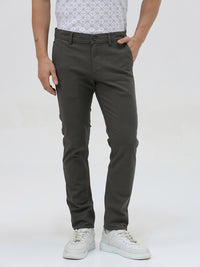 Men Slim Fit Casual Grey Trouser