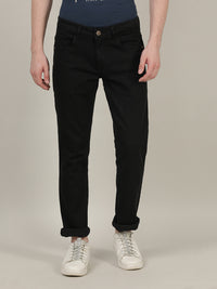 Black Solid Mid Rise Slim Fit Casual Jean