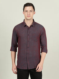 Maroon Solid Full Sleeve Linen Shirt