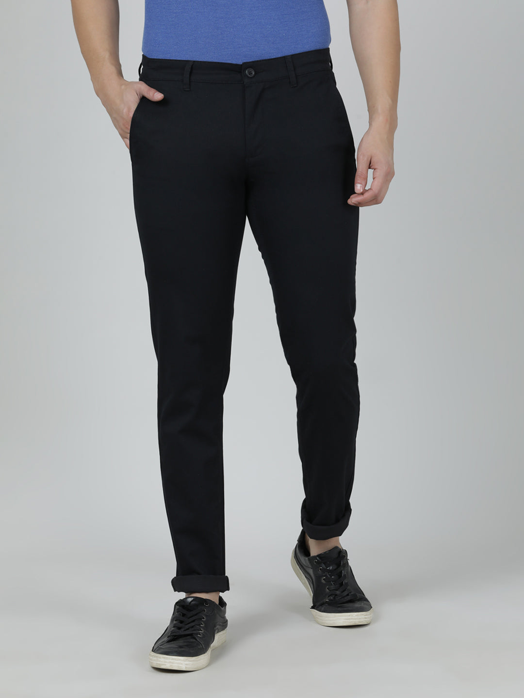 Crocodile Trim Fit Black Trouser for Men