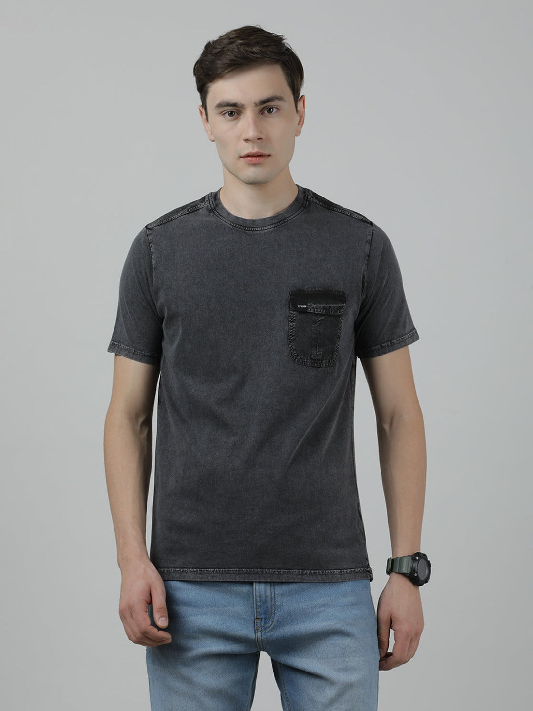 Casual Black T-Shirt Half Sleeve Slim Fit Jersey with Collar for Men