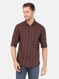 Casual Checked Brown Full Sleeve 100% Cotton Shirt