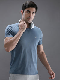 Solid Blue V Neck T-Shirt