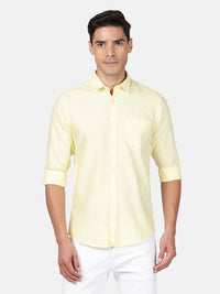 Yellow Solid Casual Full Sleeve 100% Cotton Shirt