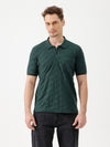 Angular Weave Polo T-Shirt In Dark Green