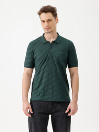 Angular Weave Polo T-Shirt In Dark Green