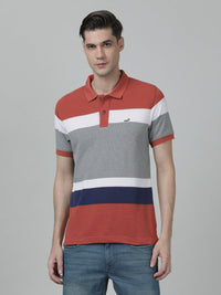 Rust Red Striped Polo T-Shirt