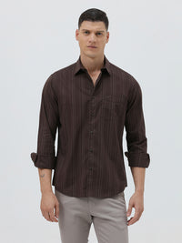 Men Full Sleeve Comfort Fit Casuals Shirts Brown