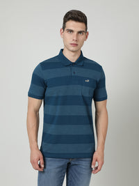 Blue Striped Polo T-Shirt
