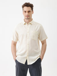 Men's Cream Shirts - Comfort Fit Solid