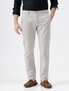 Crocodile Men's Grey Cotton Blend Slim Fit Trouser - Full Length Mid Rise Waist