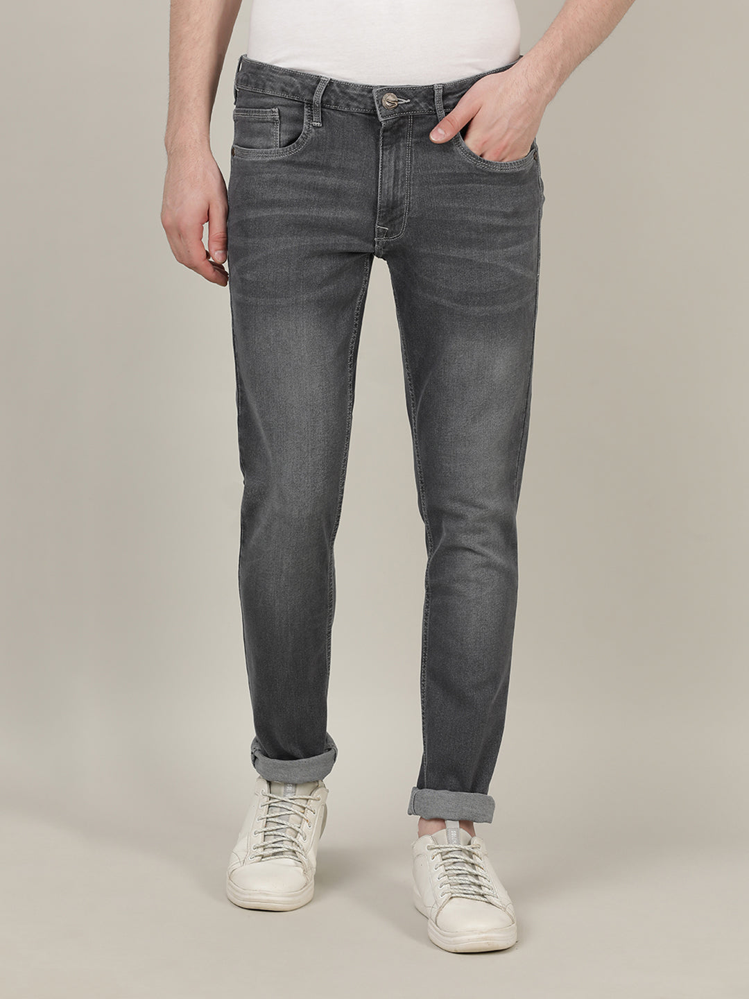 Crocodile Men Grey Slim Tapered Jean