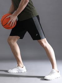Solid Black Relax Fit Track Shorts