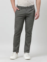 Solid Olive Green Casual Slim Fit Trouser