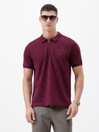 Diamond Matrix Printed Polo T-Shirt In Wine