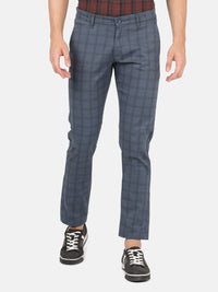 Checked Casual Navy Trouser