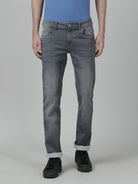 Casual Solid Grey Slim Fit Cotton Denim Jean