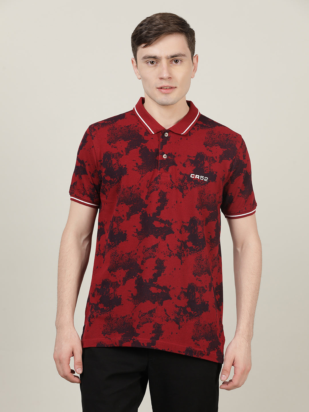 Crocodile Men Red Printed Polo T-Shirt