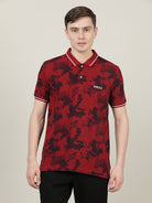 Crocodile Men Red Printed Polo T-Shirt