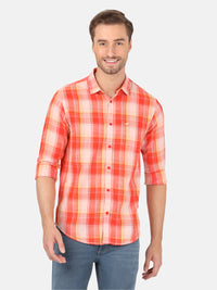 Checked Red Full Sleeve 100% Cotton Casual Shirt