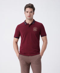 Wine Solid Slim Fit Polo T-Shirts