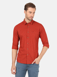 Brick Red Printed Full Sleeve Shirt