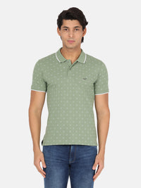 White Casual Printed Polo T-Shirt