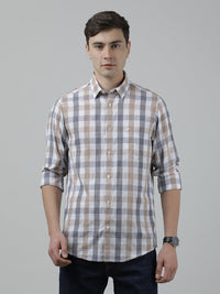 Brown Casual Checked Full Sleeve 100% Cotton Shirt