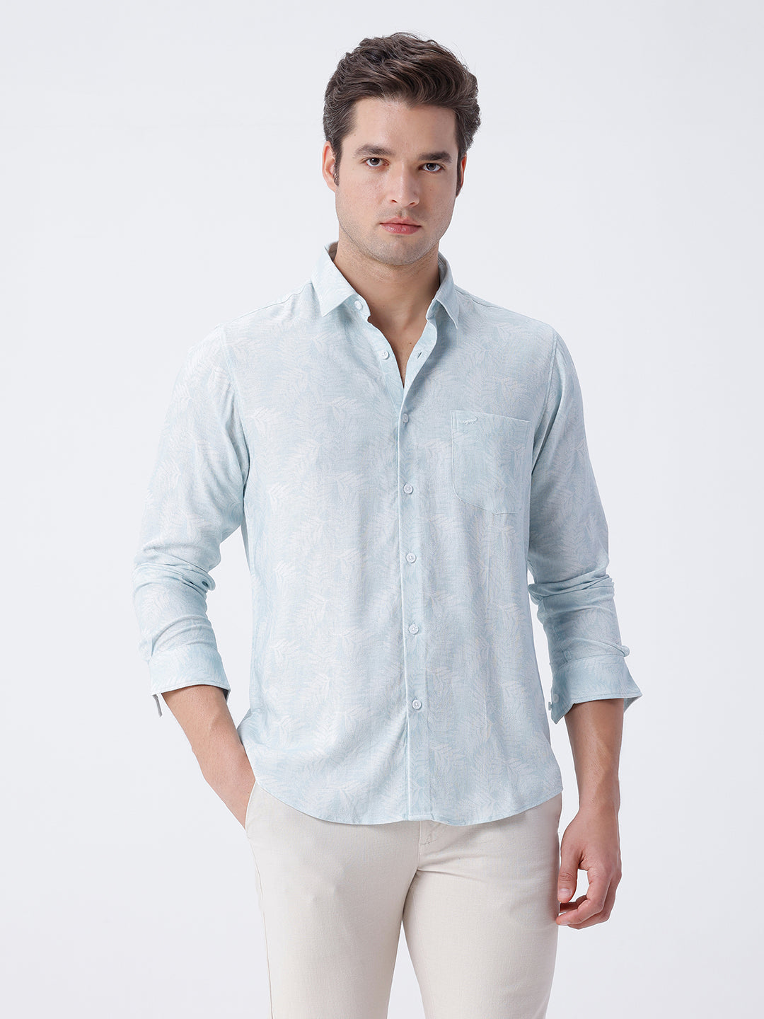 Close-up of blue fabric with texture detail