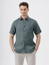 Crocodile Men's Pure Linen Solid Comfort Fit Shirt with Half Sleeve