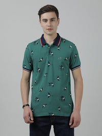 Printed Casual Polo T-Shirt Green