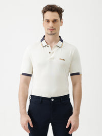 Motion Knit Solid Polo T-Shirt In Cream
