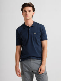 Solid Navy Slim Fit Polo T-Shirt