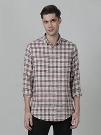 Maroon Checked Casual Full Sleeve 100% Cotton Shirt