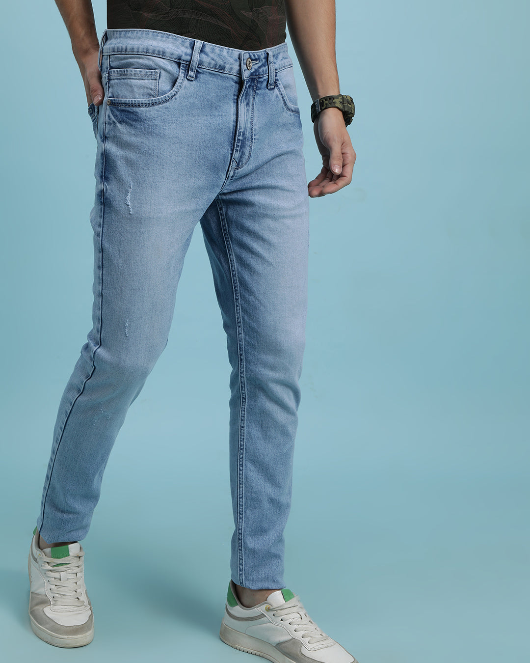 CLOUD WASHED JEANS IN ICE BLUE COLOUR