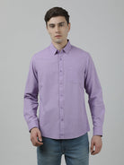 Casual Full Sleeve Comfort Fit Printed Shirt Purple with Collar for Men