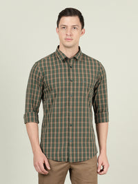 Green Checked Casual Full Sleeve 100% Cotton Shirt
