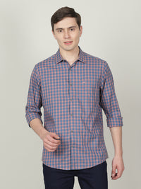 Blue Checked Full Sleeve 100% Cotton Casual Shirt
