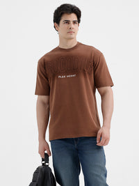 Oversized Graphic Print Stone Brown Wash T-Shirt