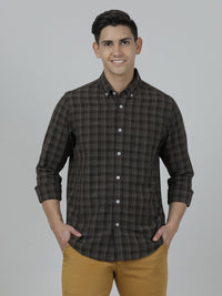 Checked Full Sleeve Casual Shirt Brown