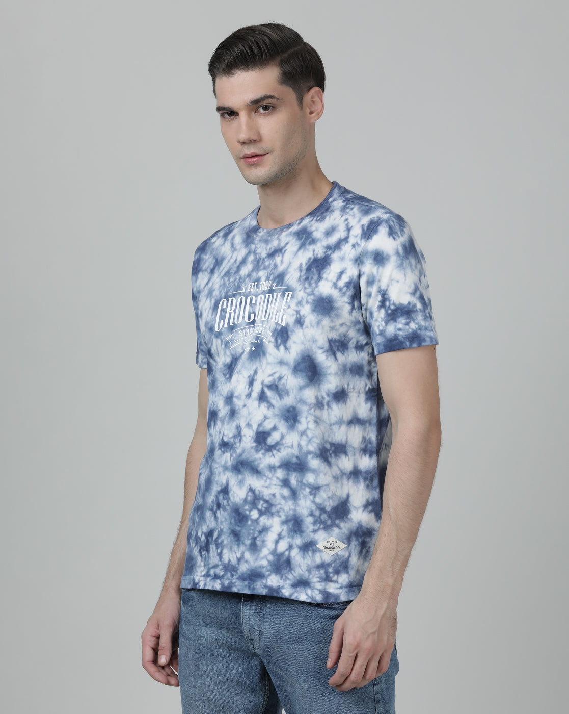 Casual Crew Neck Half Sleeve Single Jersey Midnight Blue T-shirt