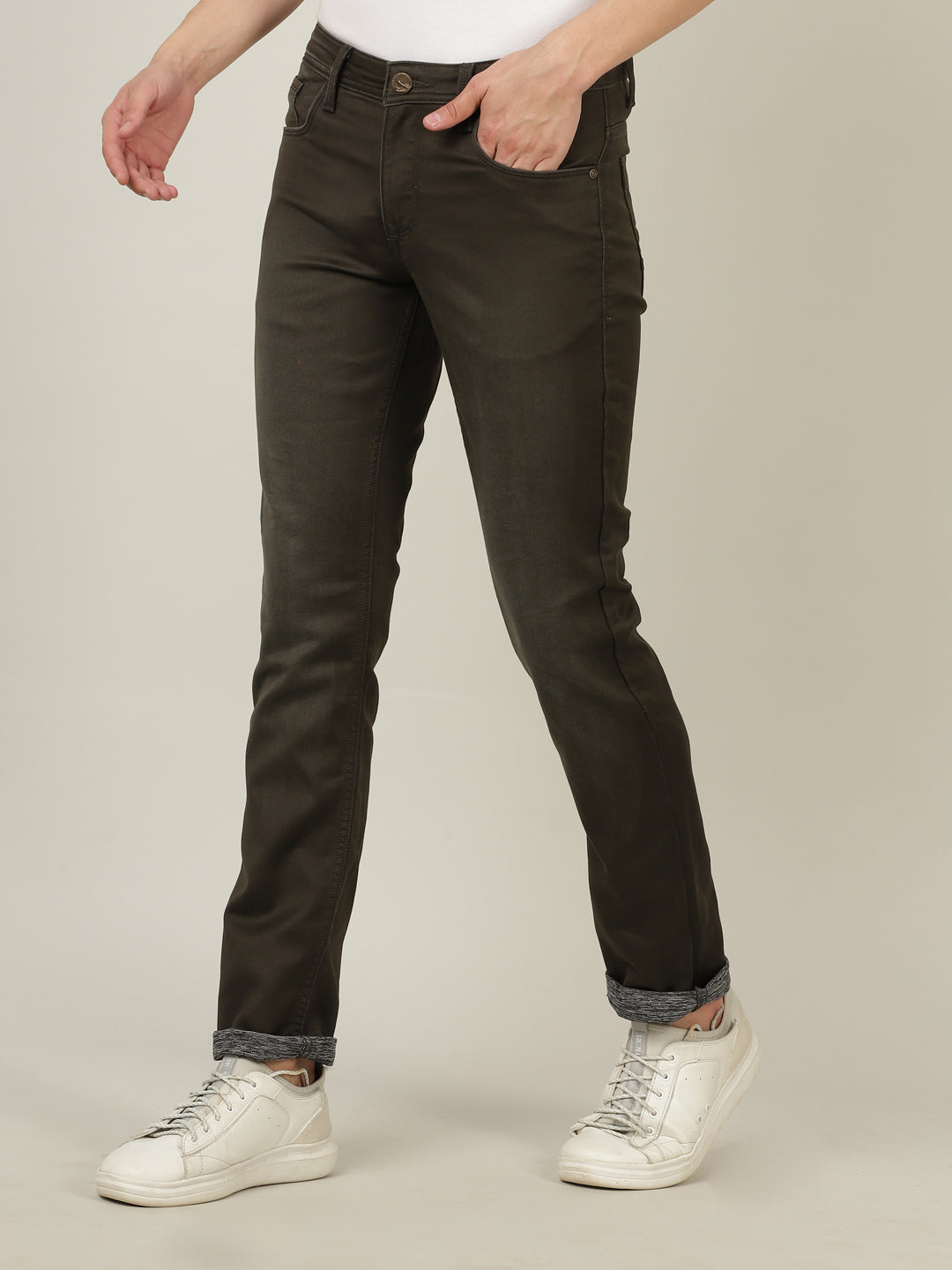 Crocodile Men Olive Slim Fit Jean