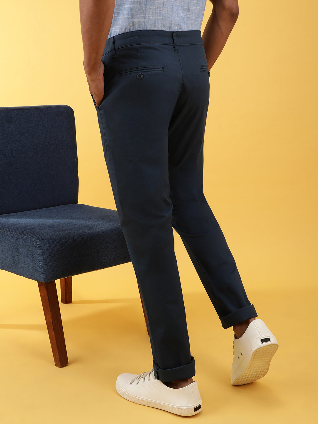 Classic Stretch Navy Chino With Peached Fabric – Crocodile